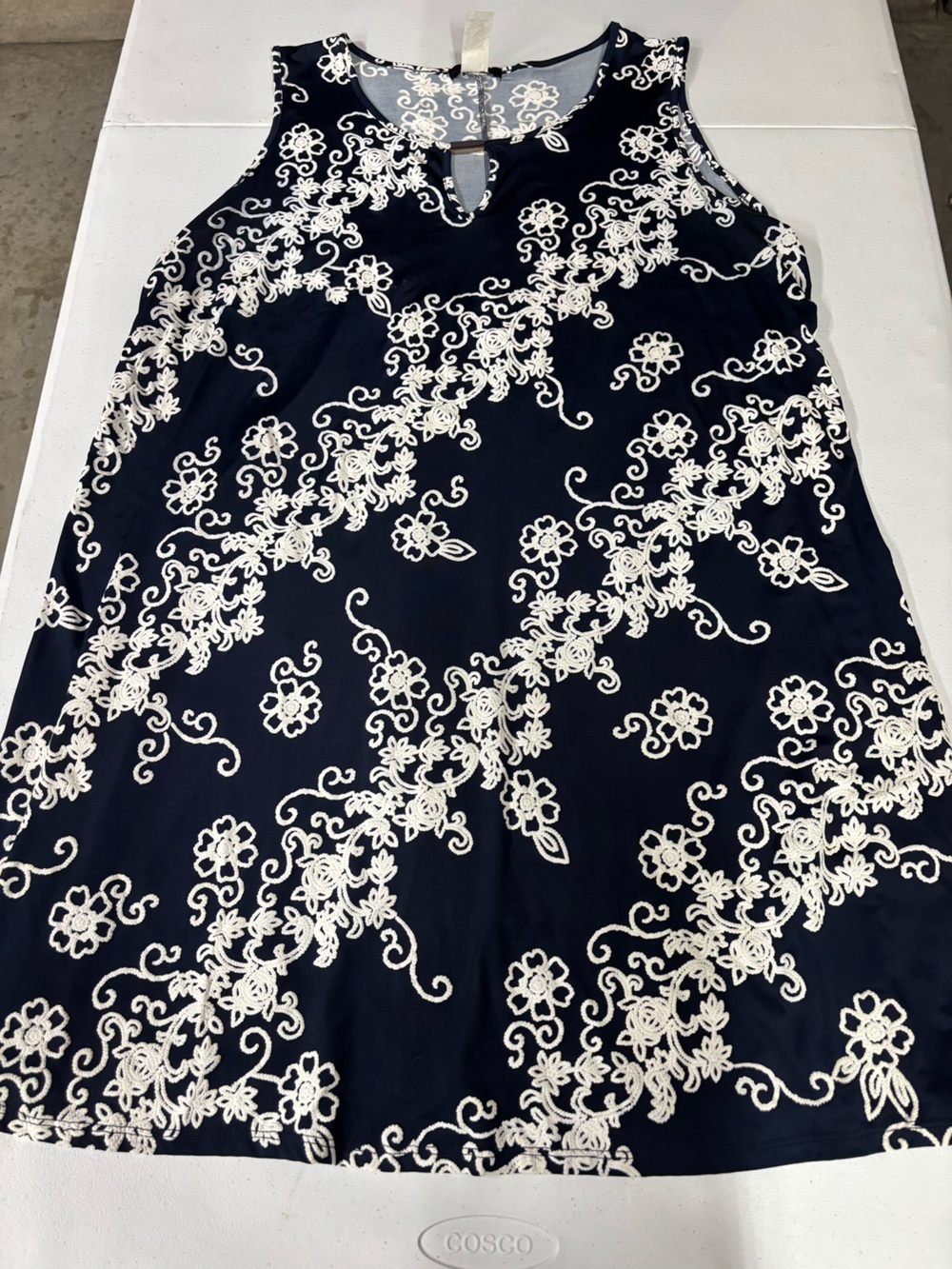 Espresso Navy Maxi Skirt with White Floral Lace Overlay